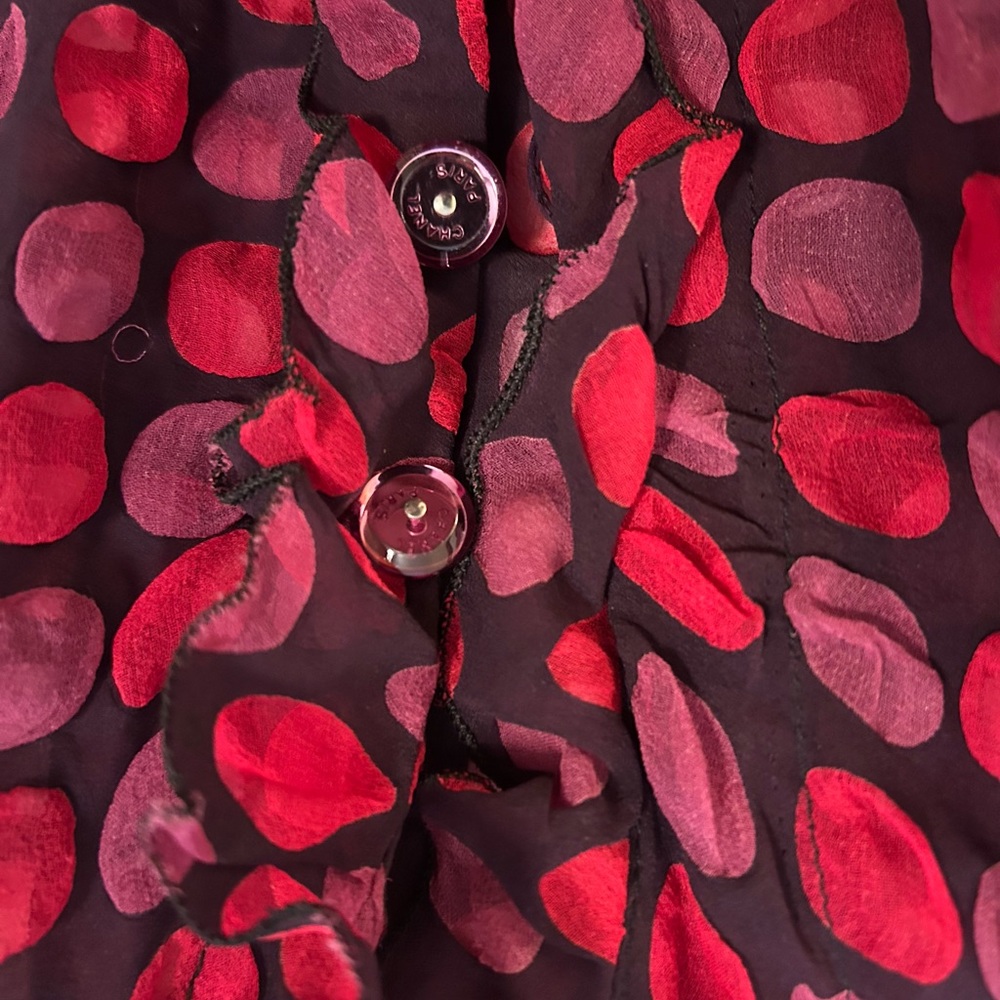 CHANEL Sheer Purple and Pink Polka Dot Silk blouse - Picture 3 of 12
